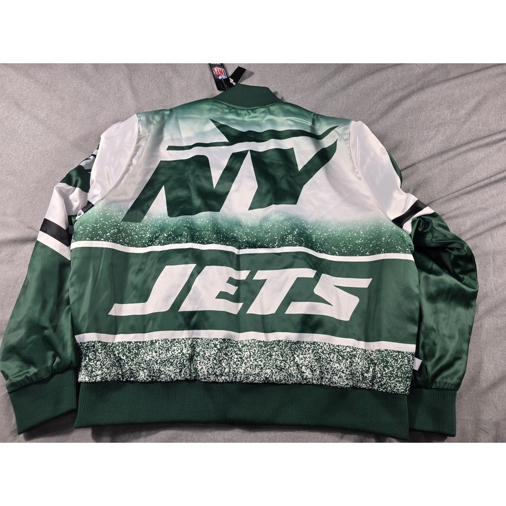 NWT Chalk Line NFL New York Jets‎ Mens Large Satin Quilt Lined Bomber Jacket